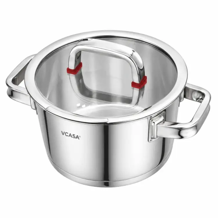 Garnek VCASA SIERRA 18cm 2,2L Stal 304 Indukcja Pokrywka Odcedzania Cedzak