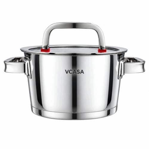 Garnek VCASA SIERRA 16cm 1,6L Stal Nierdzewn 304 Pokrywka Cedzak Odcedzania