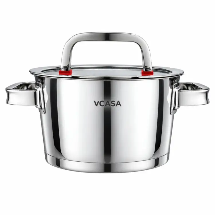 Garnek VCASA SIERRA 16cm 1,6L Stal Nierdzewn 304 Pokrywka Cedzak Odcedzania