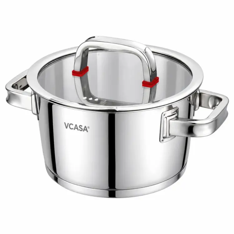 Garnek VCASA SIERRA 16cm 1,6L Stal Nierdzewn 304 Pokrywka Cedzak Odcedzania