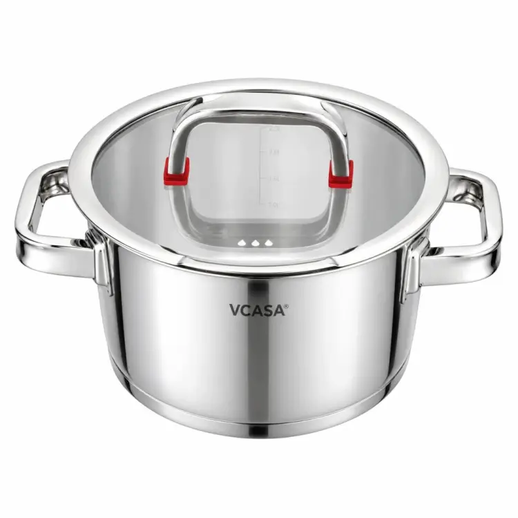 Garnek VCASA SIERRA 16cm 1,6L Stal Nierdzewn 304 Pokrywka Cedzak Odcedzania