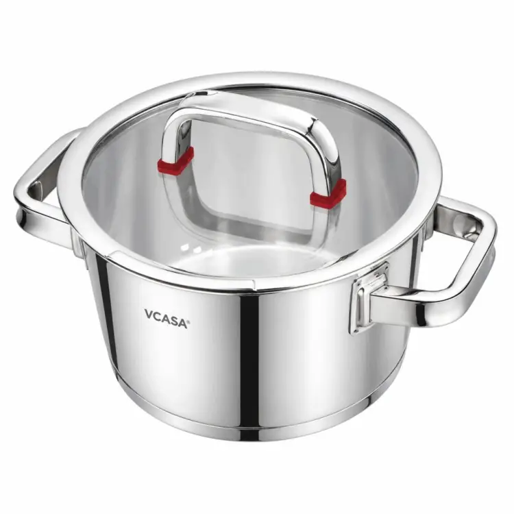 Garnek VCASA SIERRA 16cm 1,6L Stal Nierdzewn 304 Pokrywka Cedzak Odcedzania