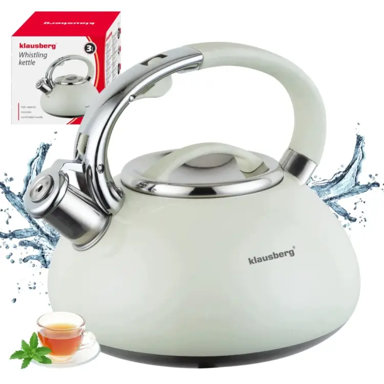CZAJNIK Z GWIZDKIEM KLAUSBERG KB-9077 3L INDUKCJA GAZ KREMOWY STALOWY