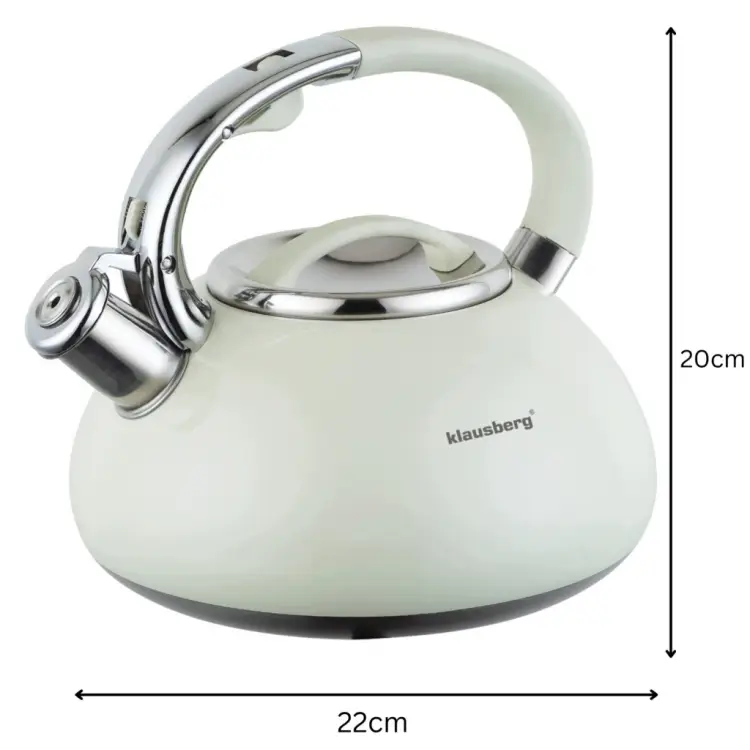 CZAJNIK Z GWIZDKIEM KLAUSBERG KB-9077 3L INDUKCJA GAZ KREMOWY STALOWY