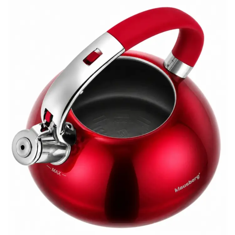CZAJNIK Z GWIZDKIEM KLAUSBERG KB-9076 3L INDUKCJA GAZ CZERWONY STALOWY