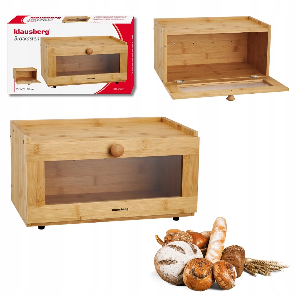 Chlebak bambusowy KLAUSBERG KB-7923 Pojemny i stylowy pojemnik na pieczywo