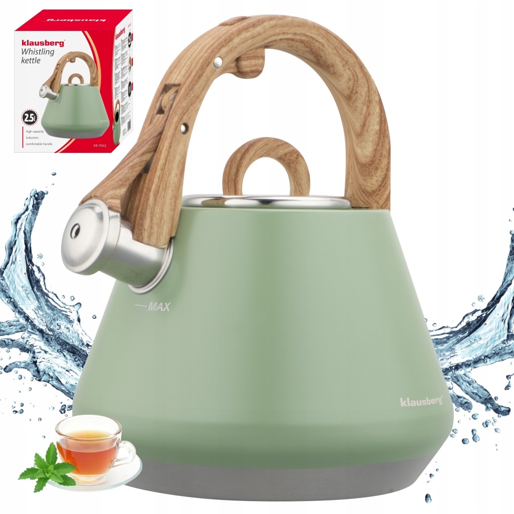 Czajnik z Gwizdkiem KLAUSBERG KB-9062 2,5L Zielony Indukcja Gaz