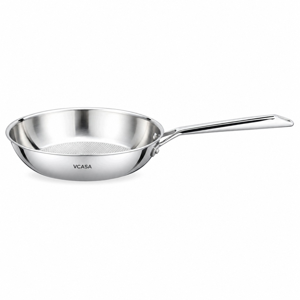 PATELNIA STALOWA VCASA VELORA 24 CM TRI-PLY STAL 304 INDUKCJA PLASTER MIODU