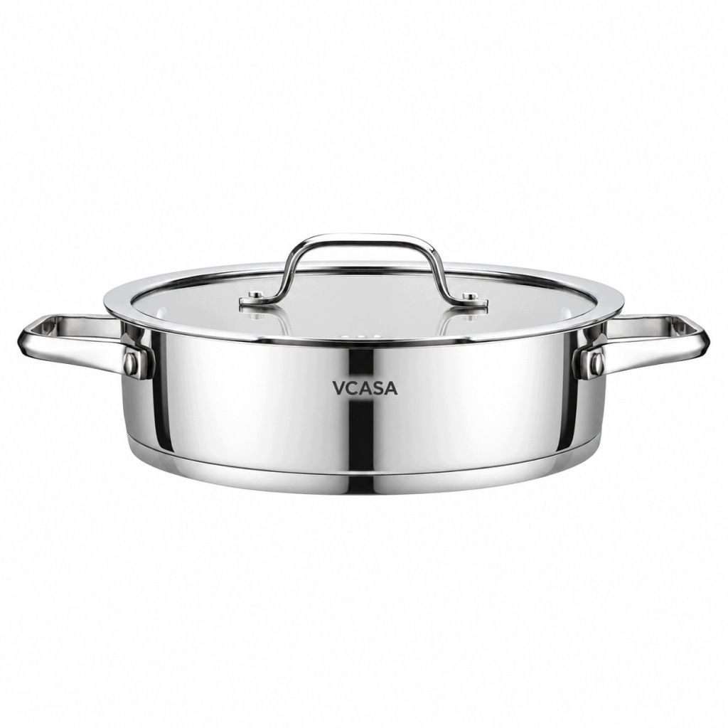 Garnek VCASA Amara 24 cm 2,9L z pokrywką do odcedzania Stal Nierdzewna 304