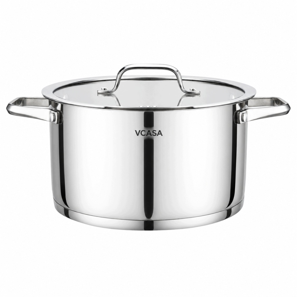 Garnek VCASA Amara 24 cm 5,8L z pokrywką do odcedzania Stal Nierdzewna 304