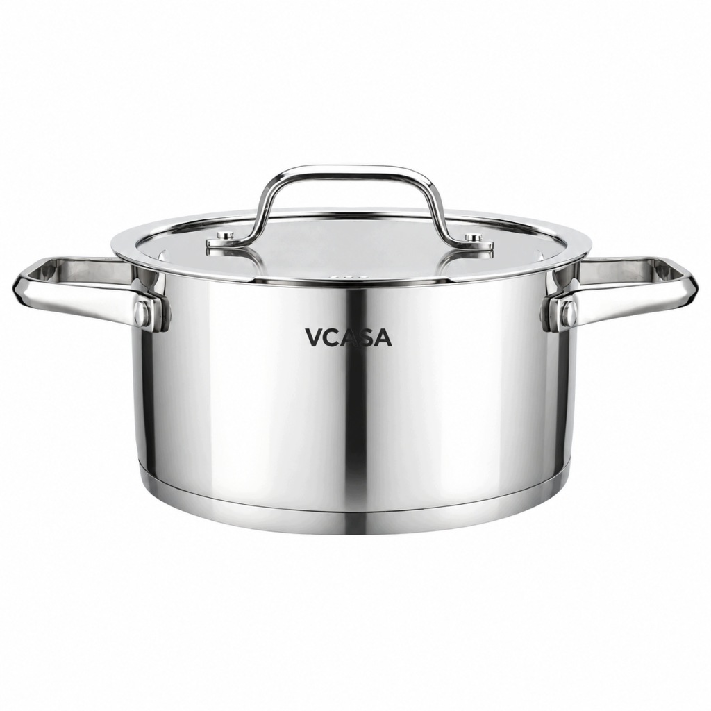 Garnek VCASA Amara 18 cm 2,6L z pokrywką do odcedzania Stal Nierdzewna 304