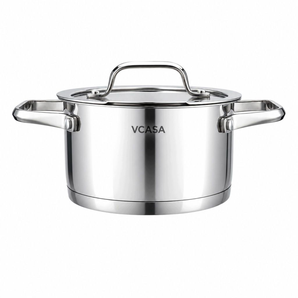 Garnek VCASA Amara 16 cm 1,8L z pokrywką do odcedzania Stal Nierdzewna 304