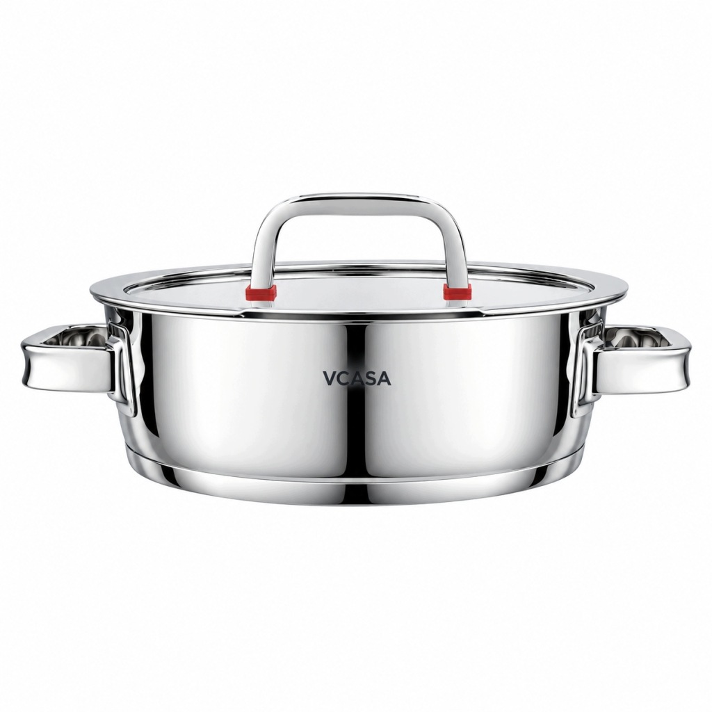 Garnek VCASA Sierra 24 cm 2,7L stal nierdzewna 304 z pokrywką do odcedzania