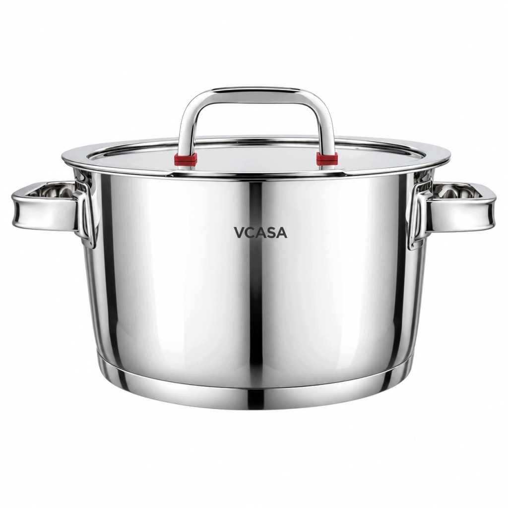 Garnek VCASA SIERRA 24cm 5,3 L Stal 304 Indukcja Pokrywka Odcedzania Cedzak