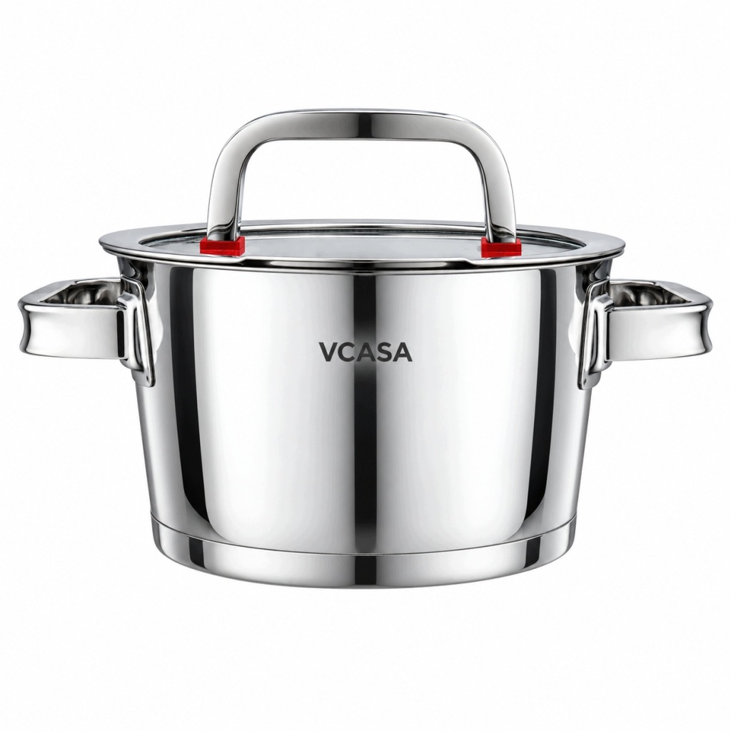 Garnek VCASA SIERRA 16cm 1,6L Stal Nierdzewn 304 Pokrywka Cedzak Odcedzania